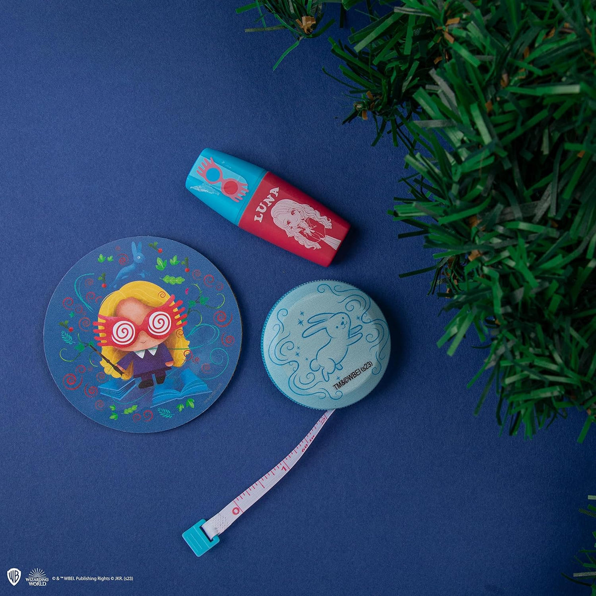 Dessous de verre, surligneur et mètre ruban Luna Lovegood