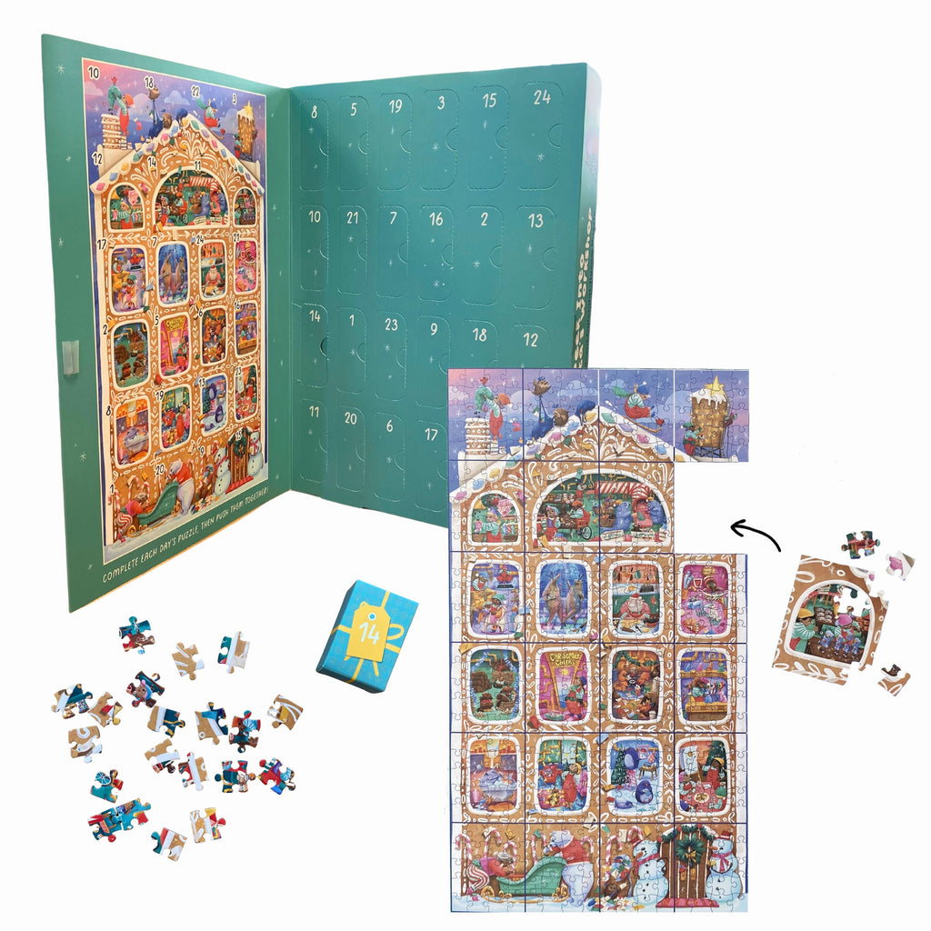 Calendrier de l'Avent puzzle Professor Puzzle – Atelier du Père Noël, 24 puzzles