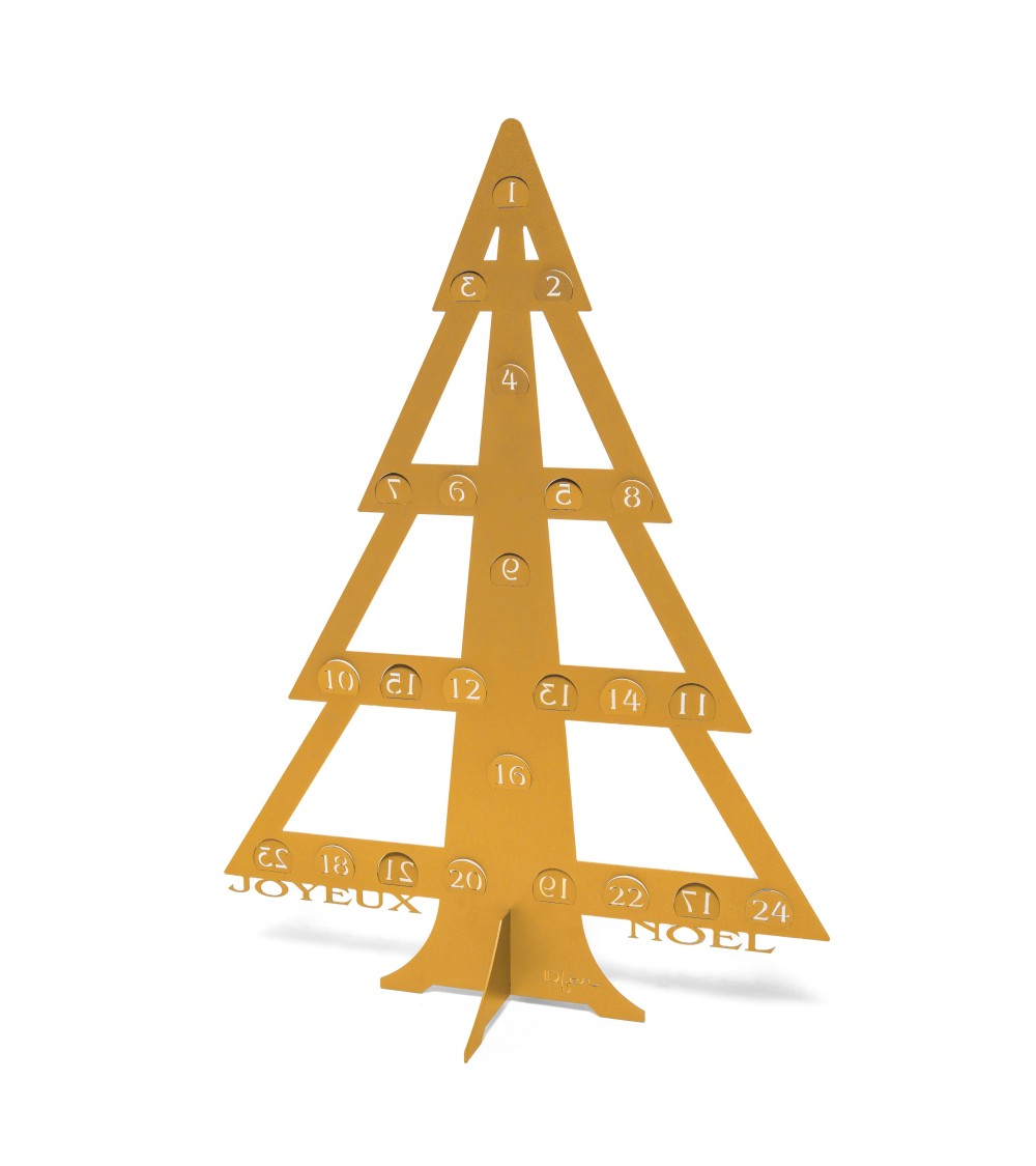 Calendrier de l'Avent sapin en métal IDfer avec pochons en tissu