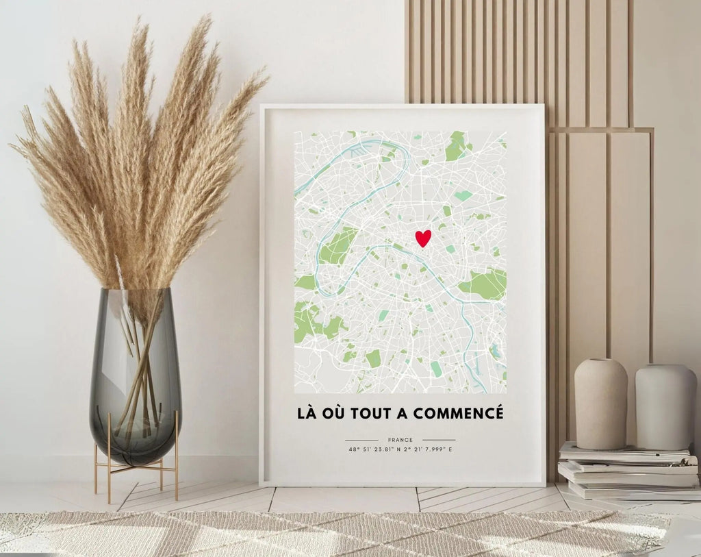 Affiche personnalisée « Là où tout a commencé » – Carte de ville + date