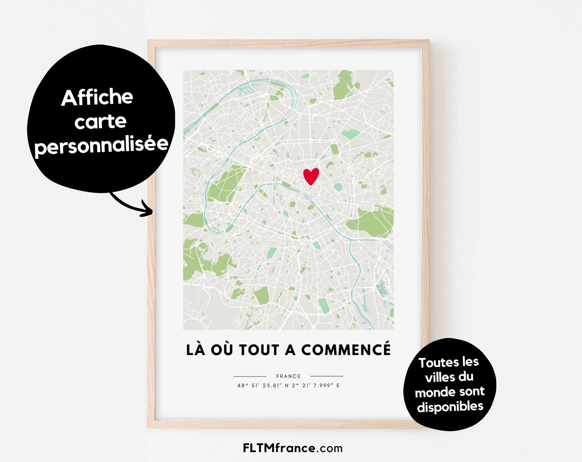 Affiche personnalisée « Là où tout a commencé » – Carte de ville + date