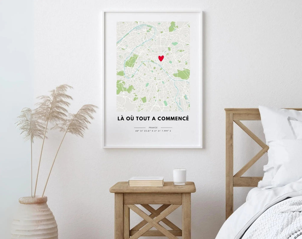 Affiche personnalisée « Là où tout a commencé » – Carte de ville + date
