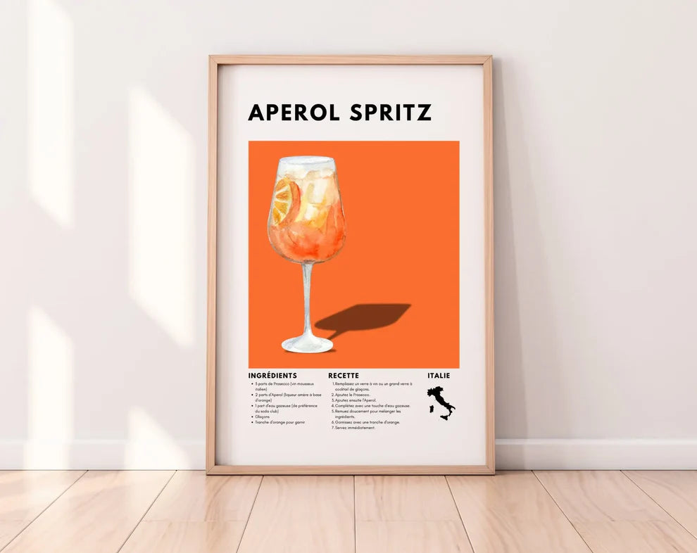 Affiche Aperol Spritz – Recette de cocktail à imprimer - FLTM