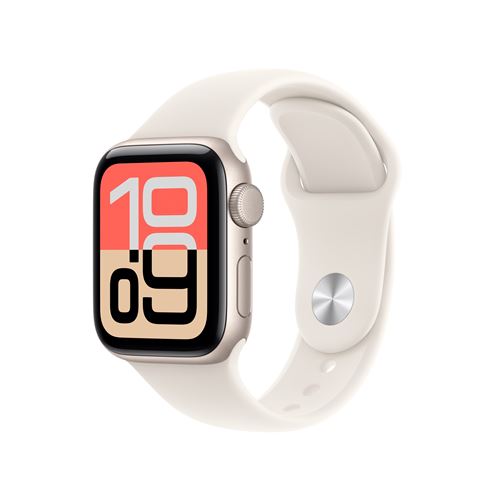 Apple Watch SE 3 GPS 40mm Boitier en Aluminium Lumiere Stellaire avec Bracelet Sport Lumiere Stellaire S/M