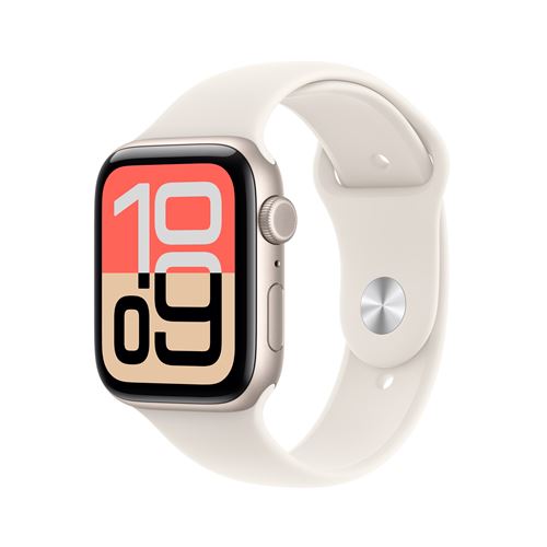Apple Watch SE 3 GPS + Cellular 44mm Boitier en Aluminium Lumiere Stellaire avec Bracelet Sport Lumiere Stellaire - M/L
