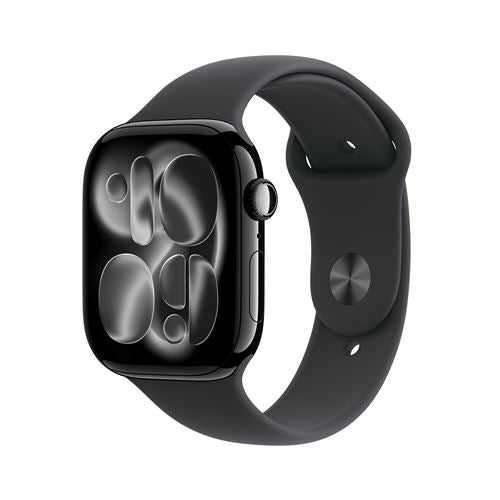 Apple Watch Series 11 GPS + Cellular 46mm Boitier en Aluminium Noir de Jais avec Bracelet Sport Noir M/L