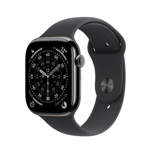 Apple Watch Series 11 GPS + Cellular 46mm Boitier en Titane Ardoise avec Bracelet Sport Noir M/L