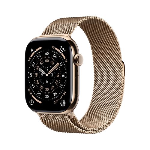 Apple Watch Series 11 GPS + Cellular 46mm Boitier en Titane Or avec Boucle Milanaise Or M/L