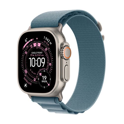 Apple Watch Ultra 3 GPS + Cellular 49mm Boitier en Titane Naturel avec Boucle Alpine bleu clair Medium