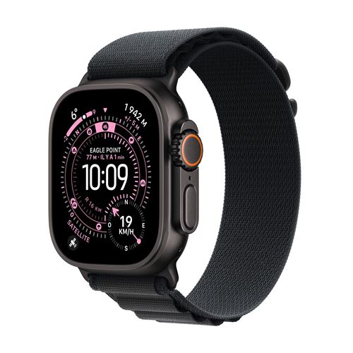 Apple Watch Ultra 3 GPS + Cellular 49mm Boitier en Titane Noir avec Boucle Alpine noir Large