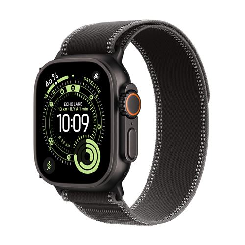 Apple Watch Ultra 3 GPS + Cellular 49mm Boitier en Titane Noir avec Boucle Trail noir/charbon S/M