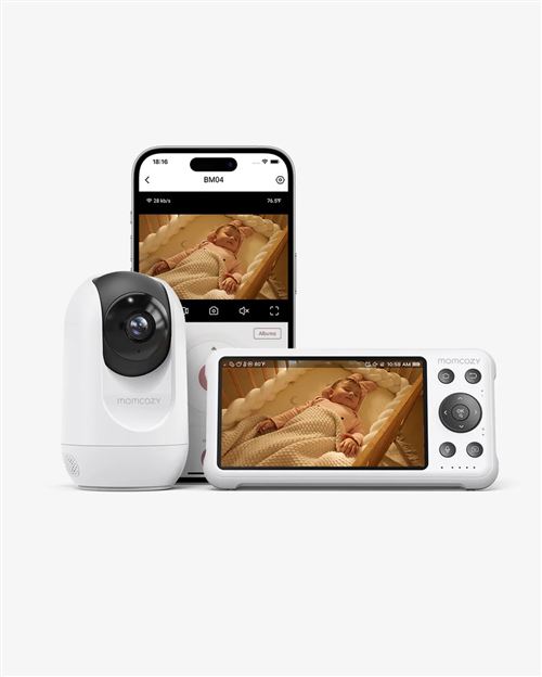 Babyphone Momcozy Moniteur vidéo pour bébé BM04 5,5 pouces Blanc