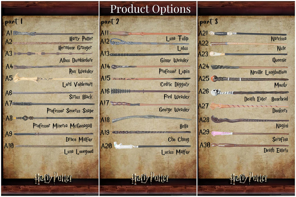 Baguette de sorcier personnalisée avec boîte - 30 styles au choix