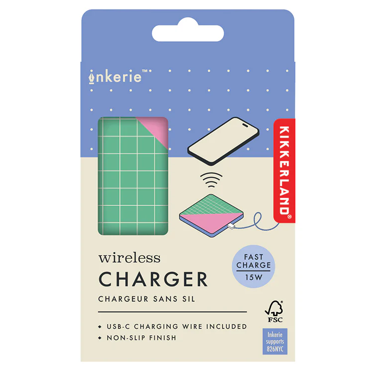 Chargeur sans fil Kikkerland au design graphique coloré