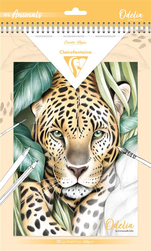 Bloc de coloriage multi-techniques 20 feuilles A4 Clairefontaine Odelia Les animaux