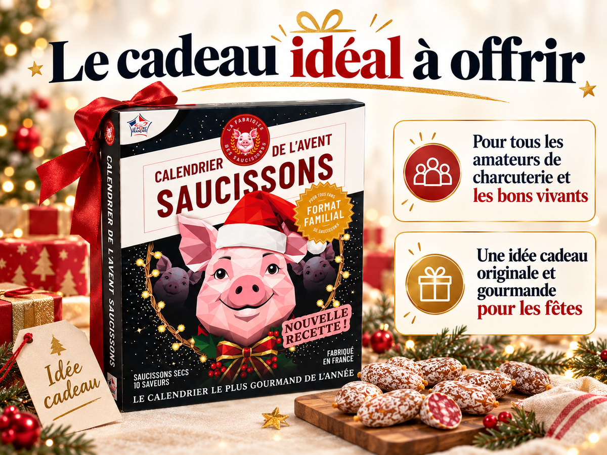 Calendrier de l'Avent Saucisson 2026 Ici Présent 60 mini-saucissons