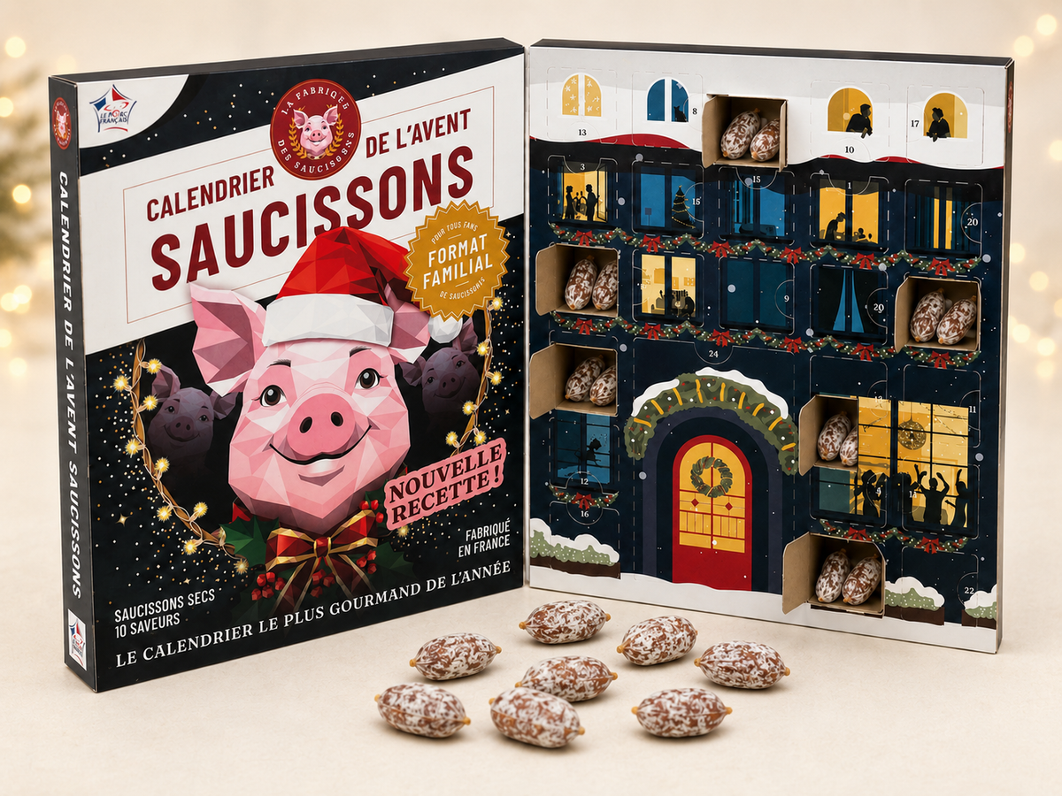 Calendrier de l'Avent Saucisson 2026 Ici Présent 60 mini-saucissons