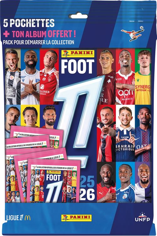 Carte à collectionner Panini Foot 2025-2026 Ligue 1 McDonald's 5 pochettes + album offert