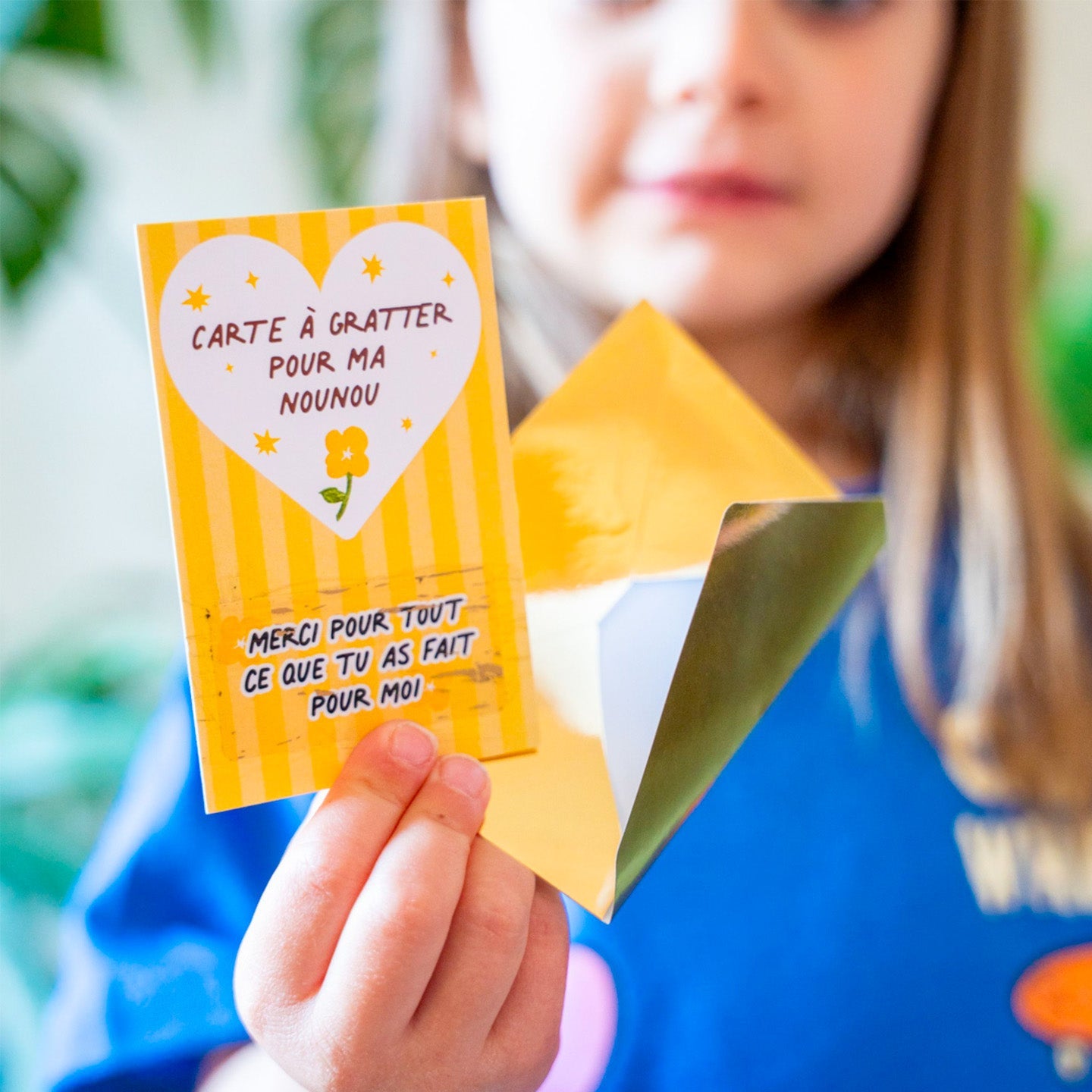 Carte a gratter pour nounou, message de remerciement a reveler