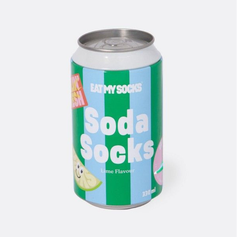 Chaussettes vert lime trompe-l'œil canette de soda
