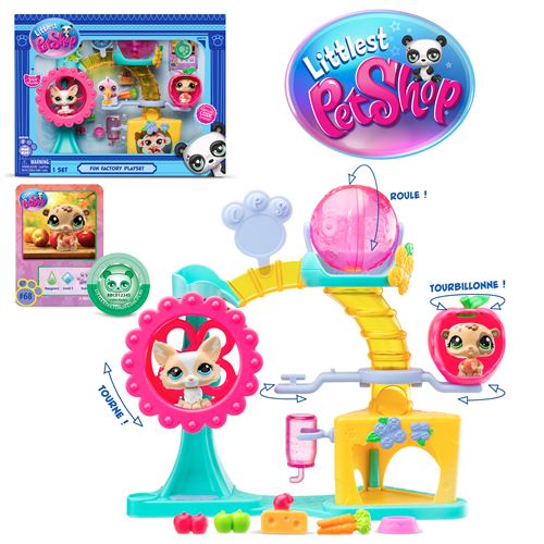 Coffret 2 figurines Bandai Littlest Petshop Fun Factory Playset