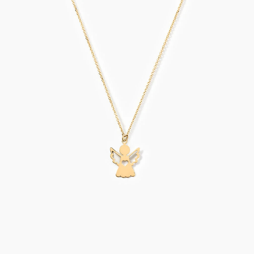 Collier Hallie Ange & Cœur en or jaune pour enfant