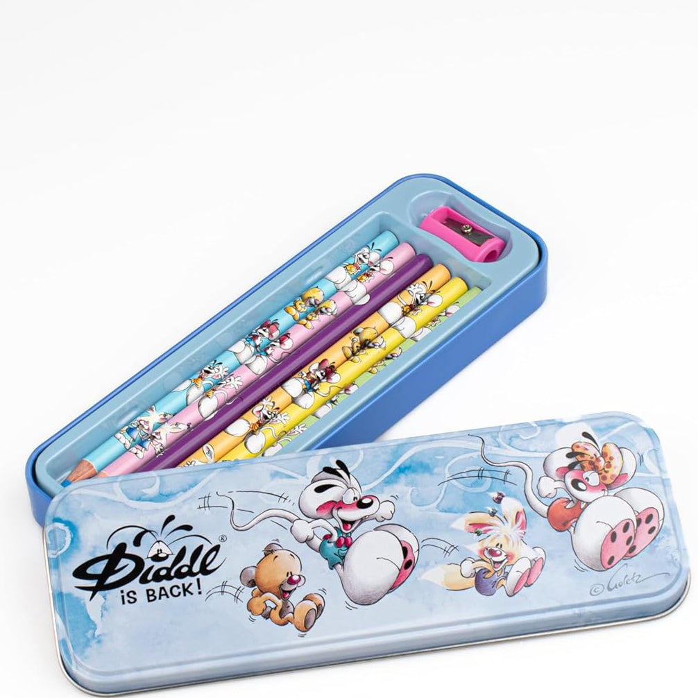 Plumier métal Diddl (6 crayons + taille-crayon) - Diddl