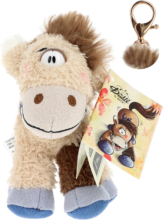 Porte-clés Peluche Loupsily 12cm - Mini Peluche Cheval - Diddl