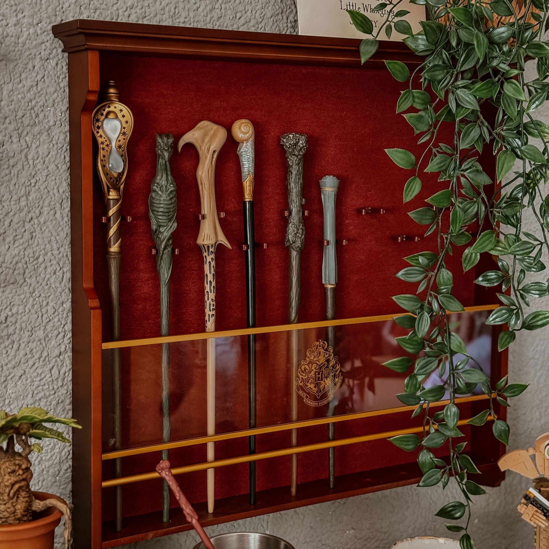 Présentoir en bois pour collection de baguettes Harry Potter
