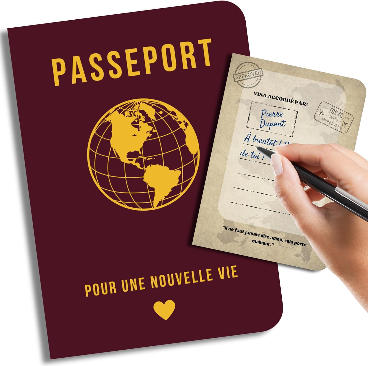 Passeport Adieu/Départ livre d’or 30 pages – Cadeau départ collègue & retraite Ma boutique