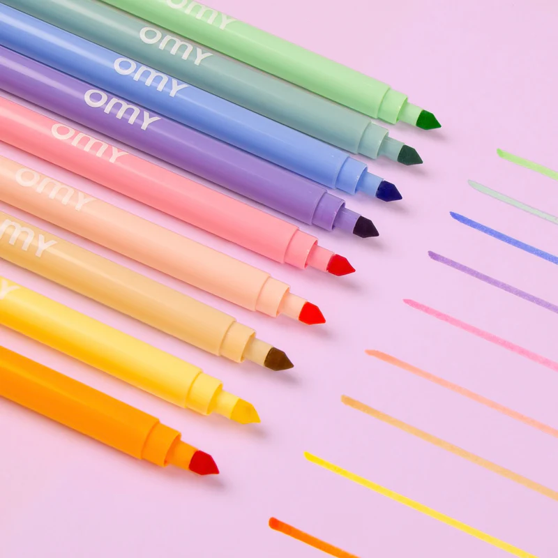 Set de 9 feutres pastel OMY à double pointe, vue rapprochee