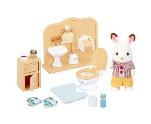 Figurine Sylvanian Families Frère Lapin Chocolat toilettes et toilettes