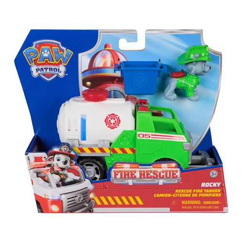 Figurine et véhicule Paw Patrol Pat'Patrouille Fire Rescue Rocky