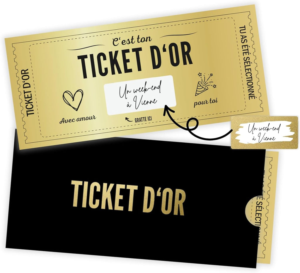 Golden Ticket à gratter personnalisé : la carte-cadeau qui crée l’effet waouh