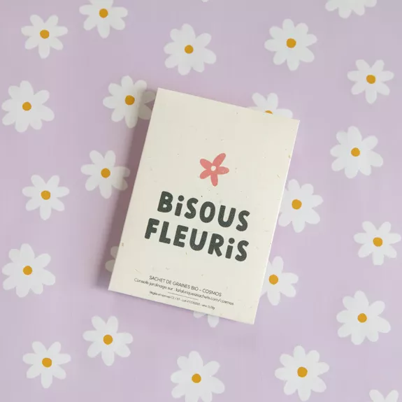 Sachet de graines Bisous Fleuris avec motif floral coloré