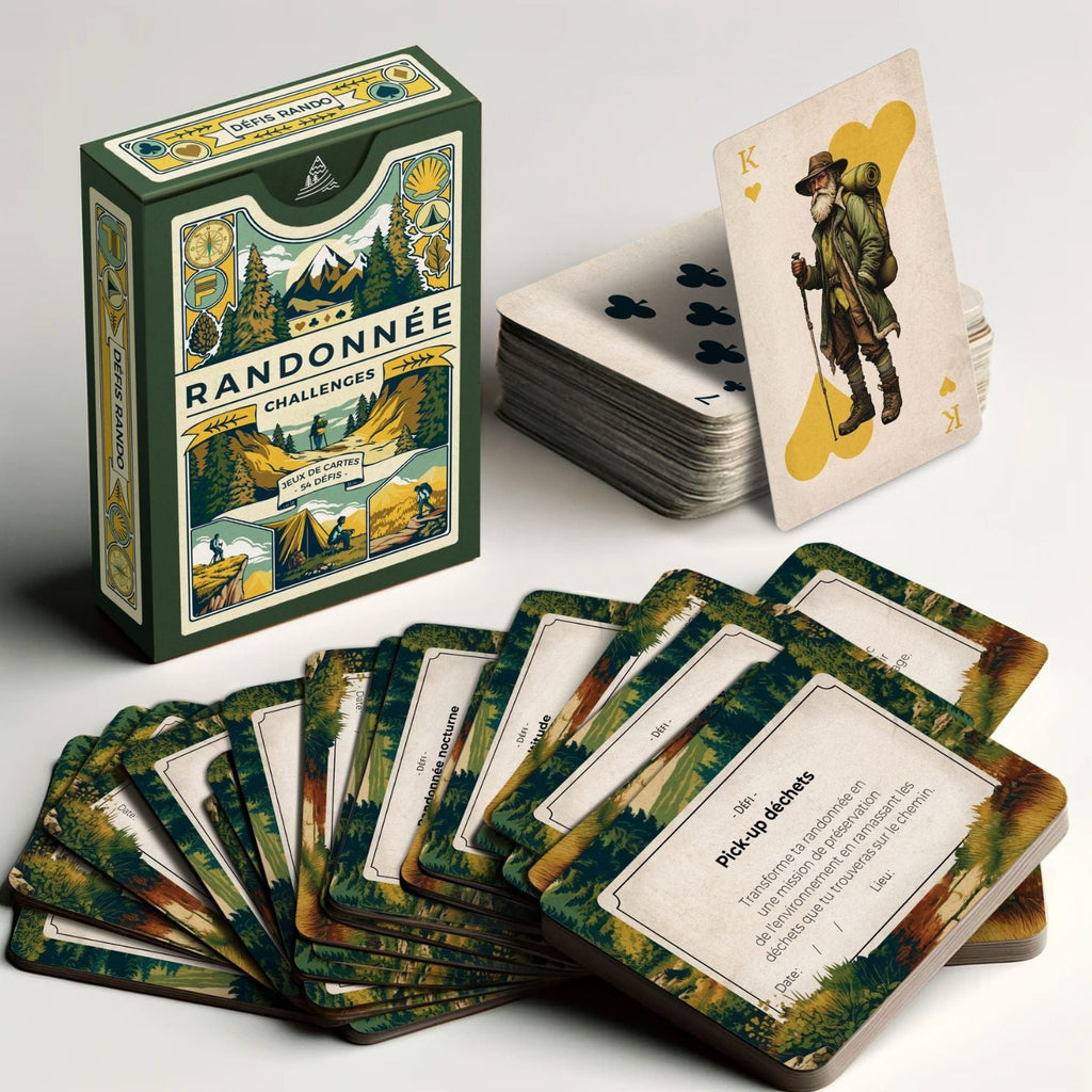 Jeu de cartes défis randonnée avec illustrations nature