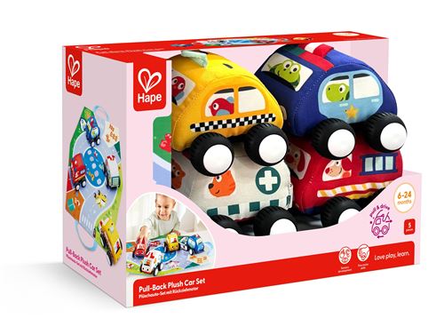 Jeu d'éveil Hape Voitures à rétrofriction et circuit lavables