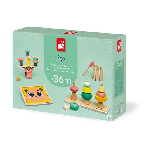 Jeu d'éveil Janod Box Carillon Jouet d'Adresse Abaque et Puzzle Émotions
