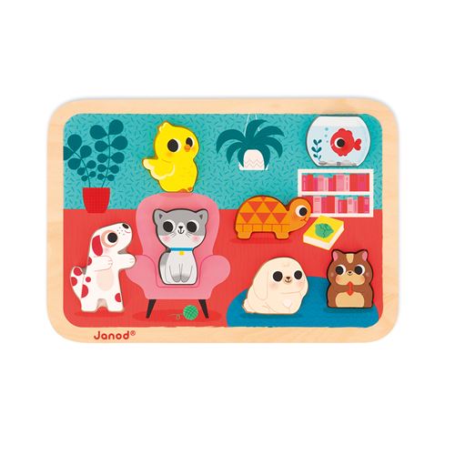 Jeu d'éveil Janod Chunky Sweet Puzzle Les Animaux familiers