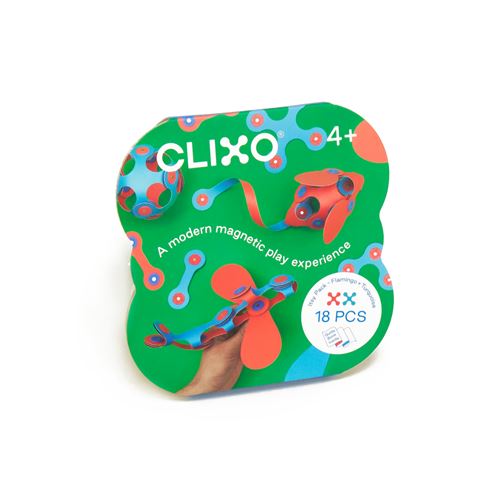 Jeu de construction magnétique Clixo Itsy Pack 18 pièces Rose et Turquoise