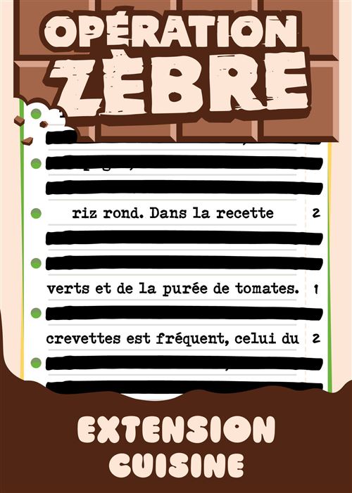 Jeu de culture générale Big Moustache Opération Zèbre Extension Cuisine