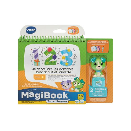 Jeu éducatif Vtech MagiBook Story'Friends Je découvre les nombres avec Scout et Violette + Figurine personnage