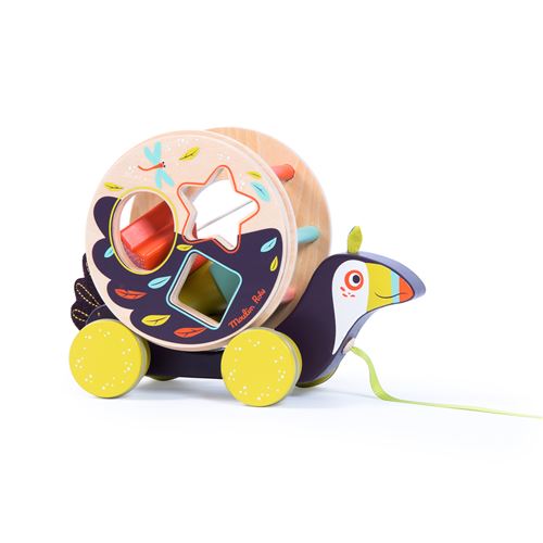 Jouet à tirer Moulin Roty Toucan boîte à formes à tirer Dans la jungle
