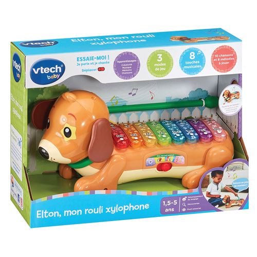 Jouet musical d'éveil Vtech Baby Elton mon rouli xylophone