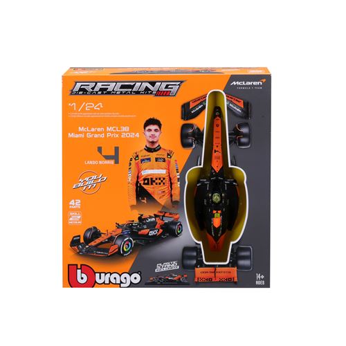 Kit à monter Bburago Racing F1 SF 2024 McLaren MCL38 #Norris avec casque et stand
