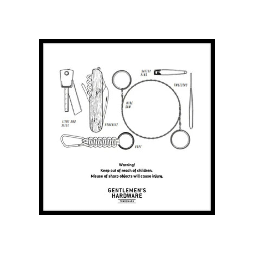 Boîte métallique du kit de survie avec ses outils