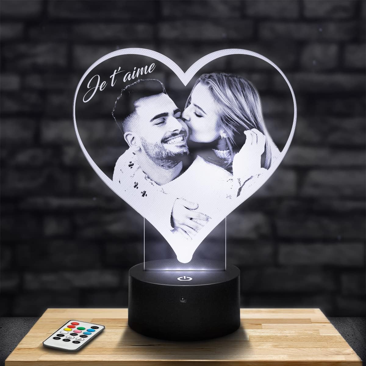 Lampe photo 3D personnalisée en forme de cœur