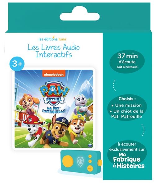 Livre audio interactif Lunii pour Ma Fabrique à Histoires Paw Patrol Pat'patrouille à la rescousse des animaux