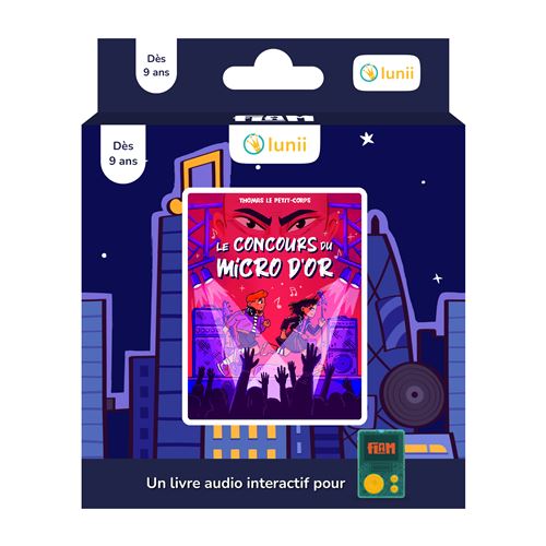 Livre audio interactif Lunii pour conteuse Flam Le concours du Micro d'Or