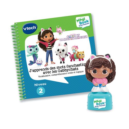 Livre interactif Vtech MagiBook Story'Friends J'apprends des mots fanchastiques avec les Gabbychats et Figurine